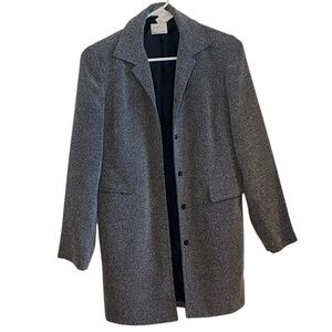 Emma James Liz Claiborne Gray Tweed Coat Classic Winter spring Jacket minimalist